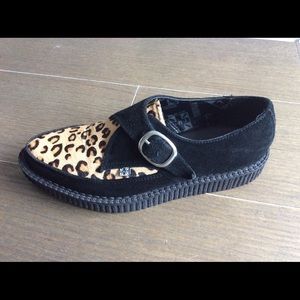 TUK Shoes Black Suede Leopard Cowhair